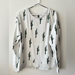 H&M Cactus Print Lightweight Crewneck Sweatshirt